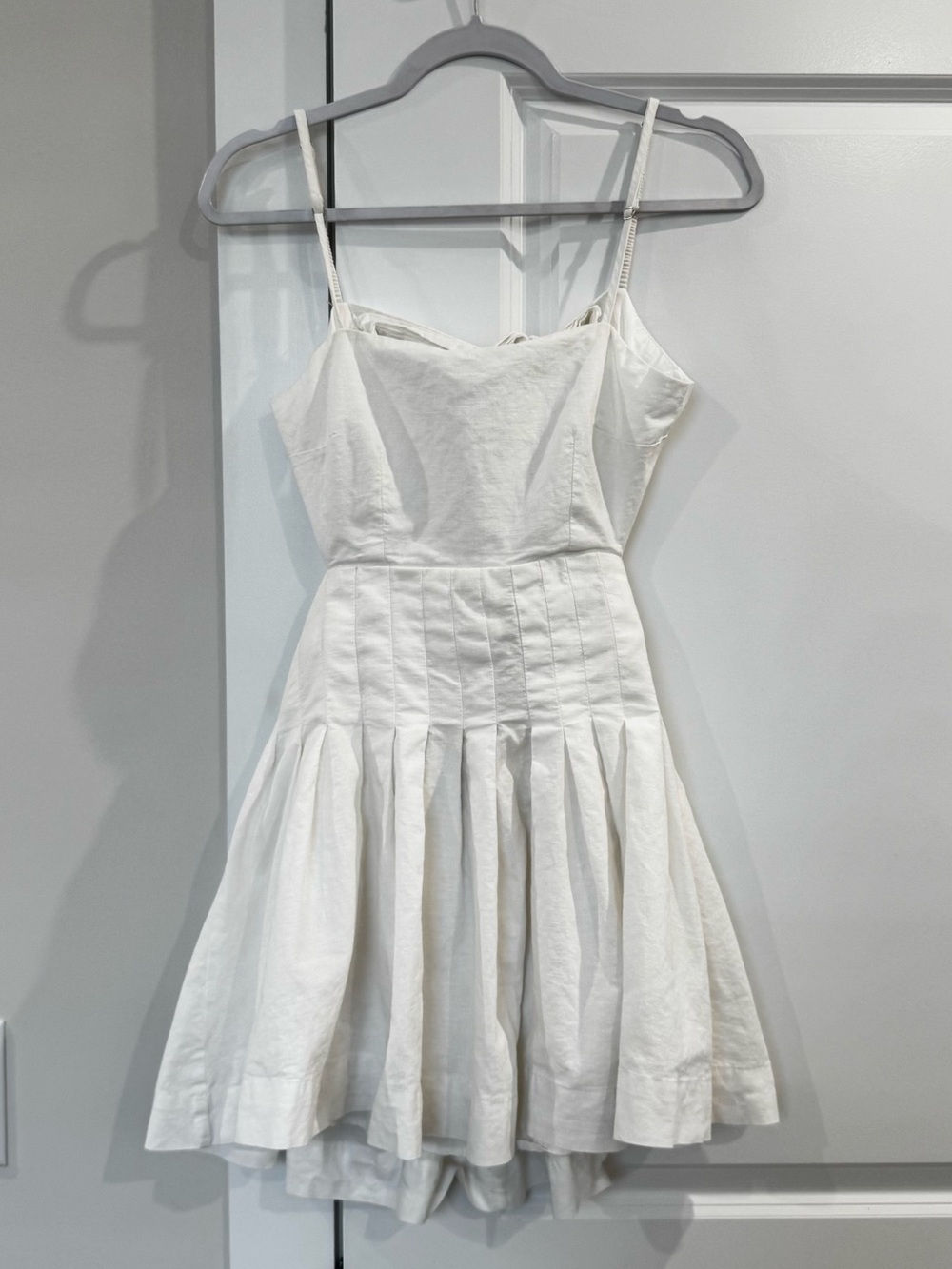 MABLE • White Pleated Mini Dress